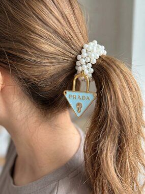 ✨ Special Prada Upcycled Tag Bracelet and Hairtie 2in1!!